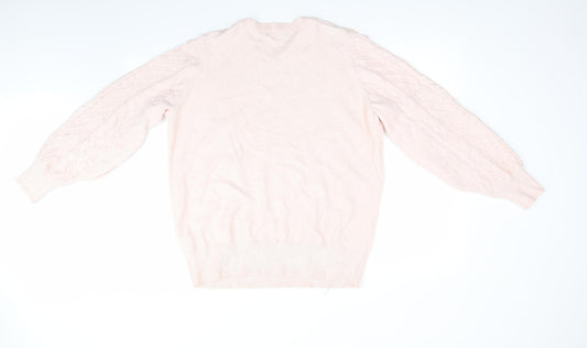 Florence and Fred Womens Pink Geometric  Pullover Jumper Size 10  - Frilled Front Detail