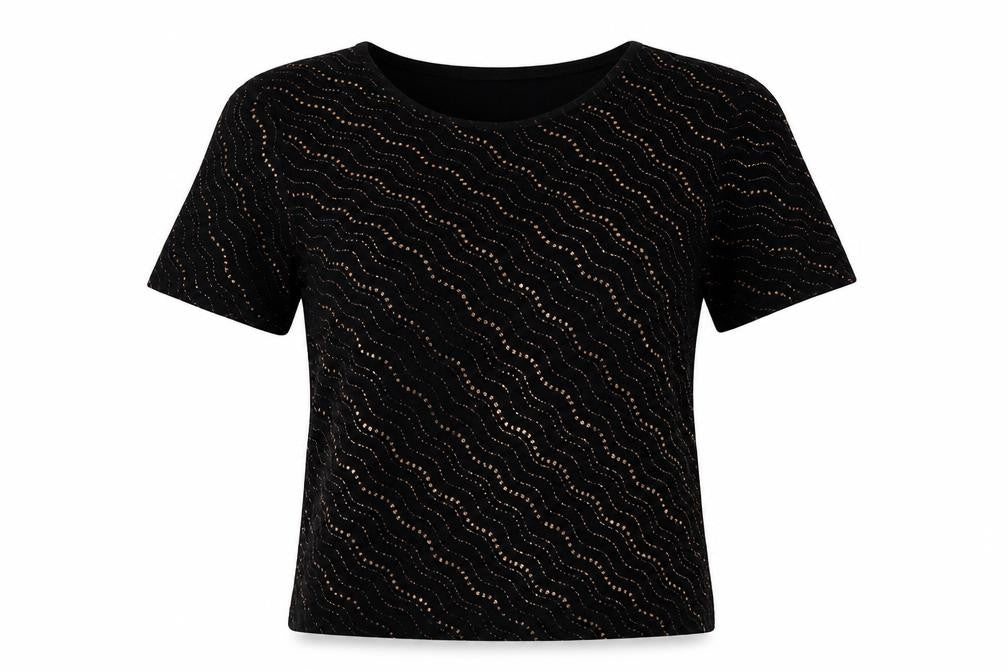 CMD Womens Black Geometric  Basic Blouse Size M