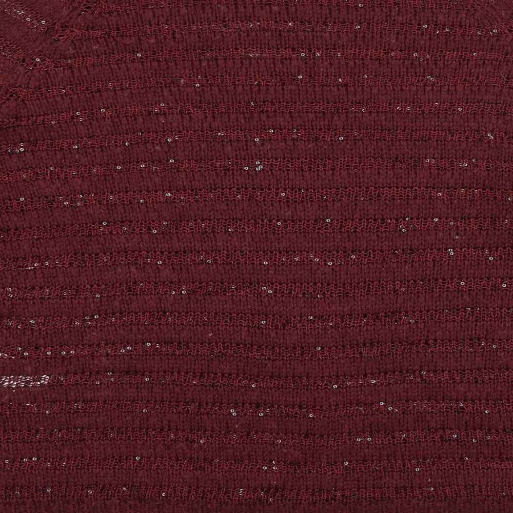 Preworn Womens Purple Striped  Pullover Jumper Size 16