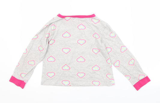 Preworn Girls Grey Geometric  Basic T-Shirt Size 5-6 Years