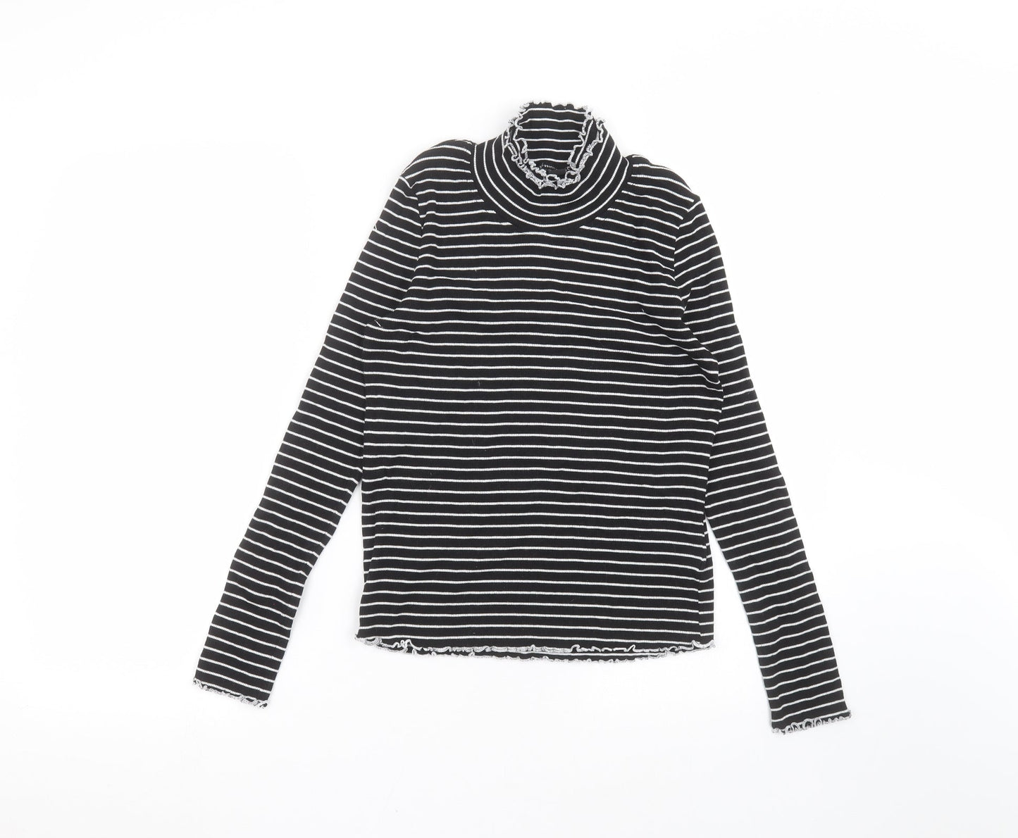 Essential Womens Black Striped  Basic T-Shirt Size 12