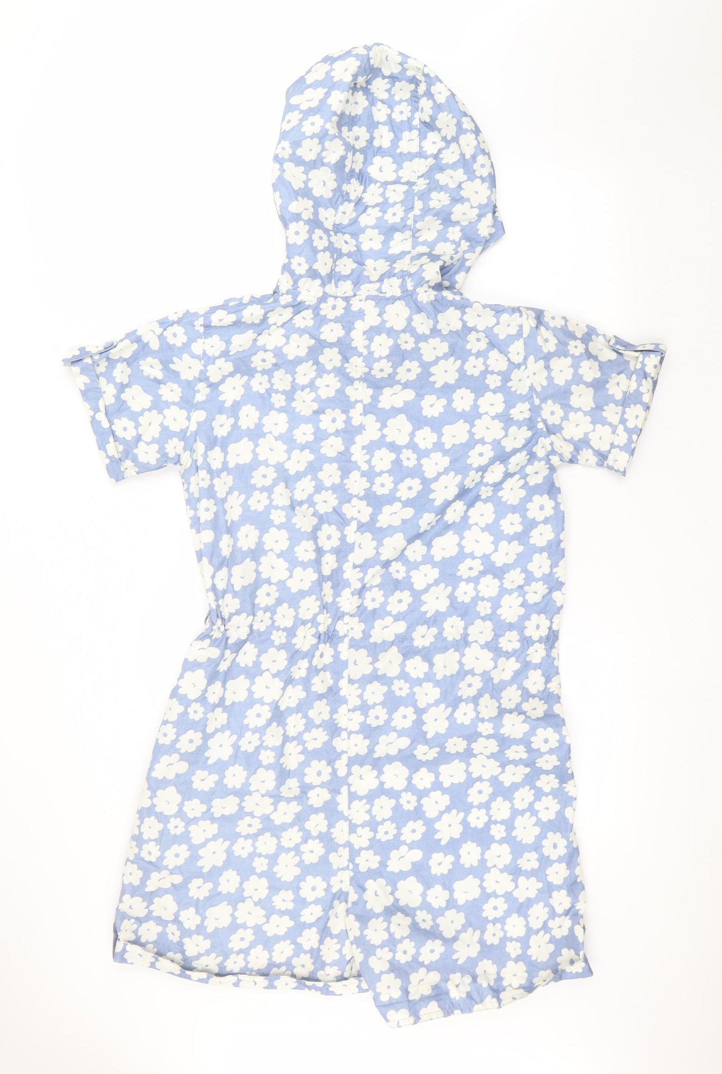 Denim & Co. Womens Blue Floral  Rain Coat Coat Size L  - Playsuit coat