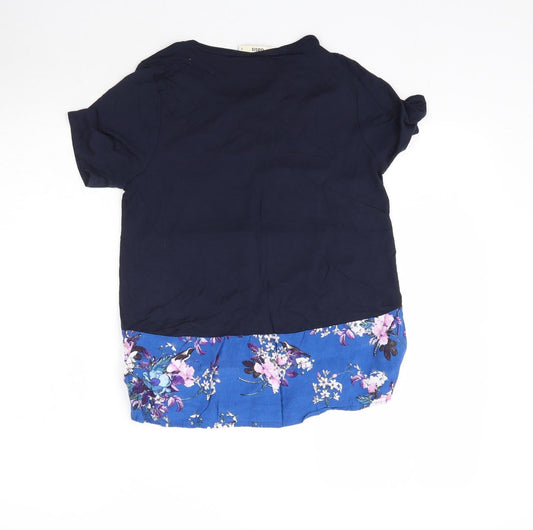 Oasis Womens Blue Floral  Basic Blouse Size S
