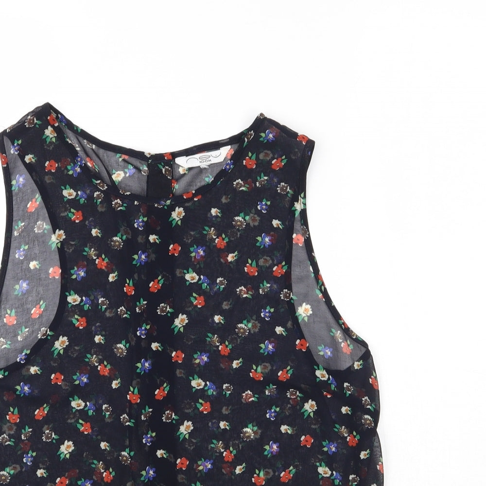 New Look Womens Black Floral  Basic Blouse Size 14