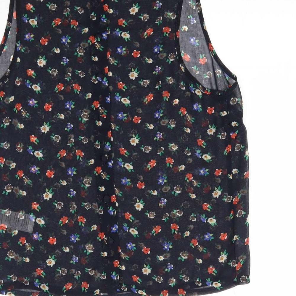 New Look Womens Black Floral  Basic Blouse Size 14