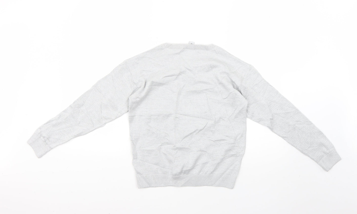 TU Girls Silver   Pullover Jumper Size 12 Years