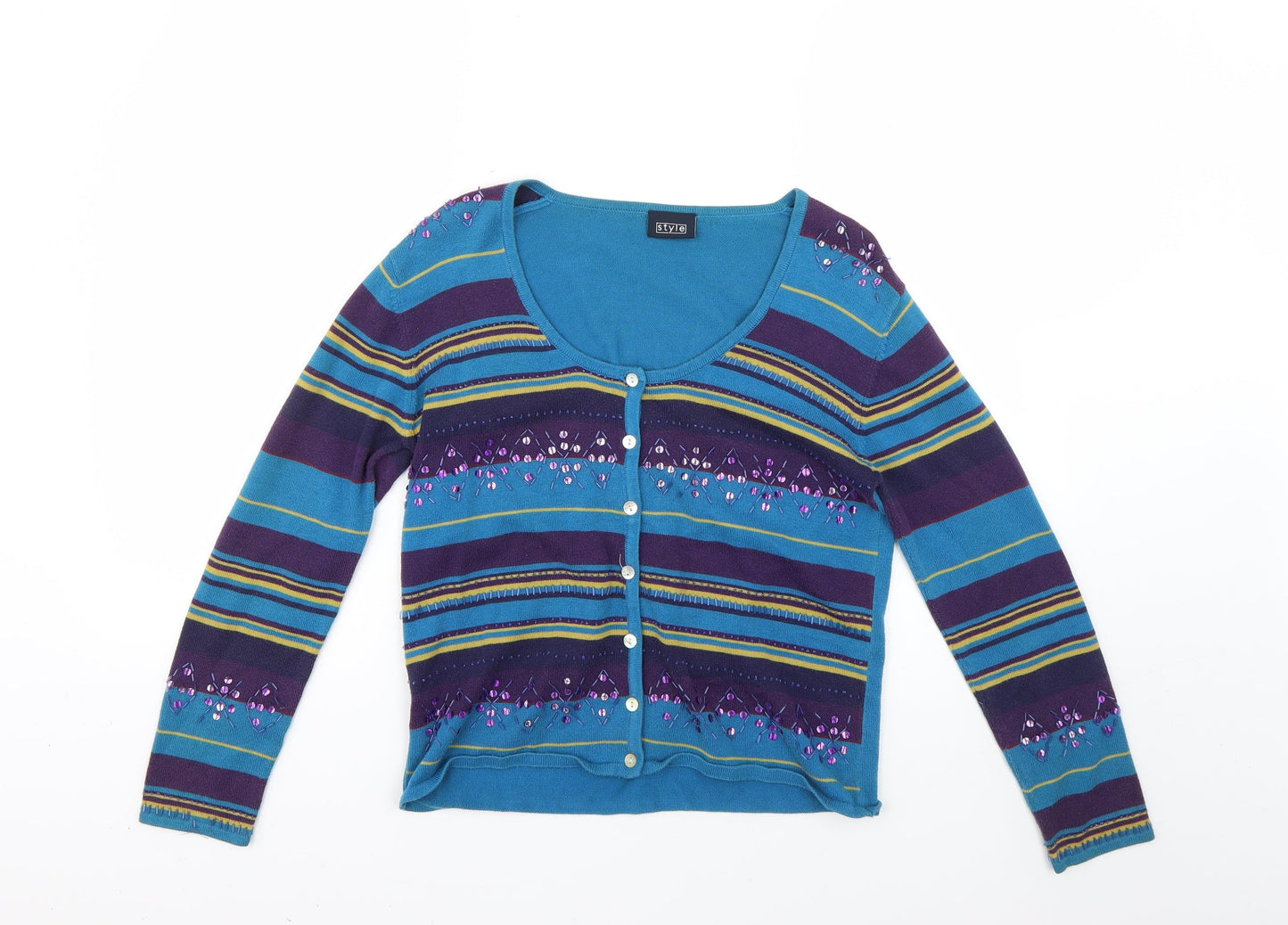 Style Womens Multicoloured Geometric  Cardigan Jumper Size 12