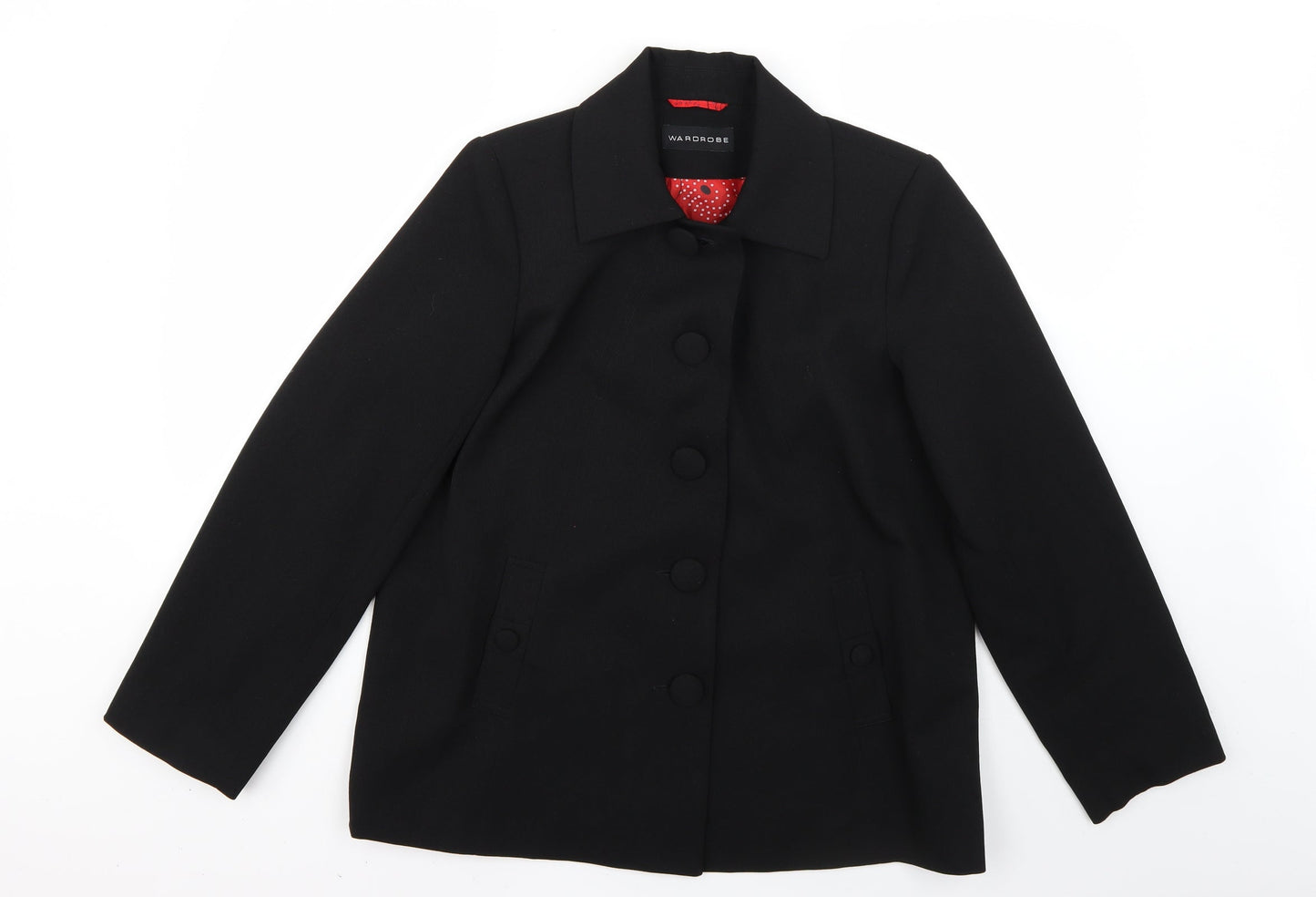 Warehouse Womens Black   Overcoat Coat Size 14