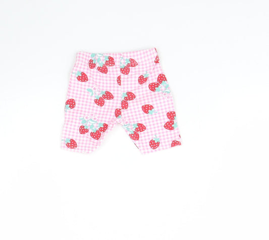 George Girls Pink Plaid  Cropped Trousers Size 0-3 Months  - Strawberry