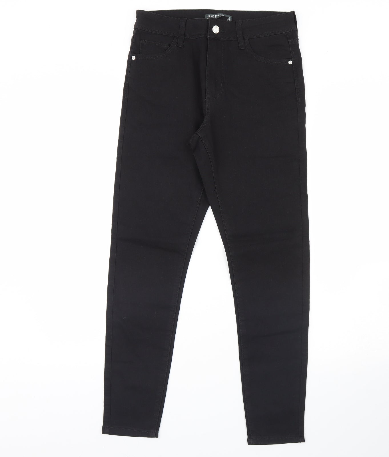 Preworn Womens Black  Denim Skinny Jeans Size 12 L29 in