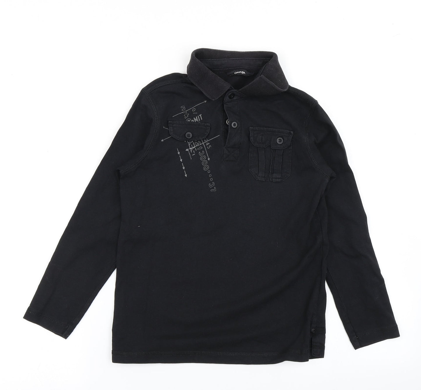 George Boys Black   Basic Polo Size 7-8 Years