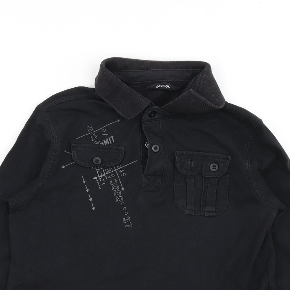George Boys Black   Basic Polo Size 7-8 Years