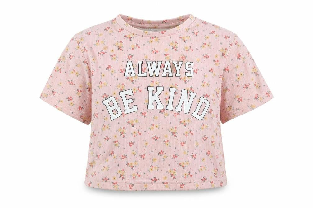 Primark Girls Pink Floral  Cropped T-Shirt Size 11-12 Years