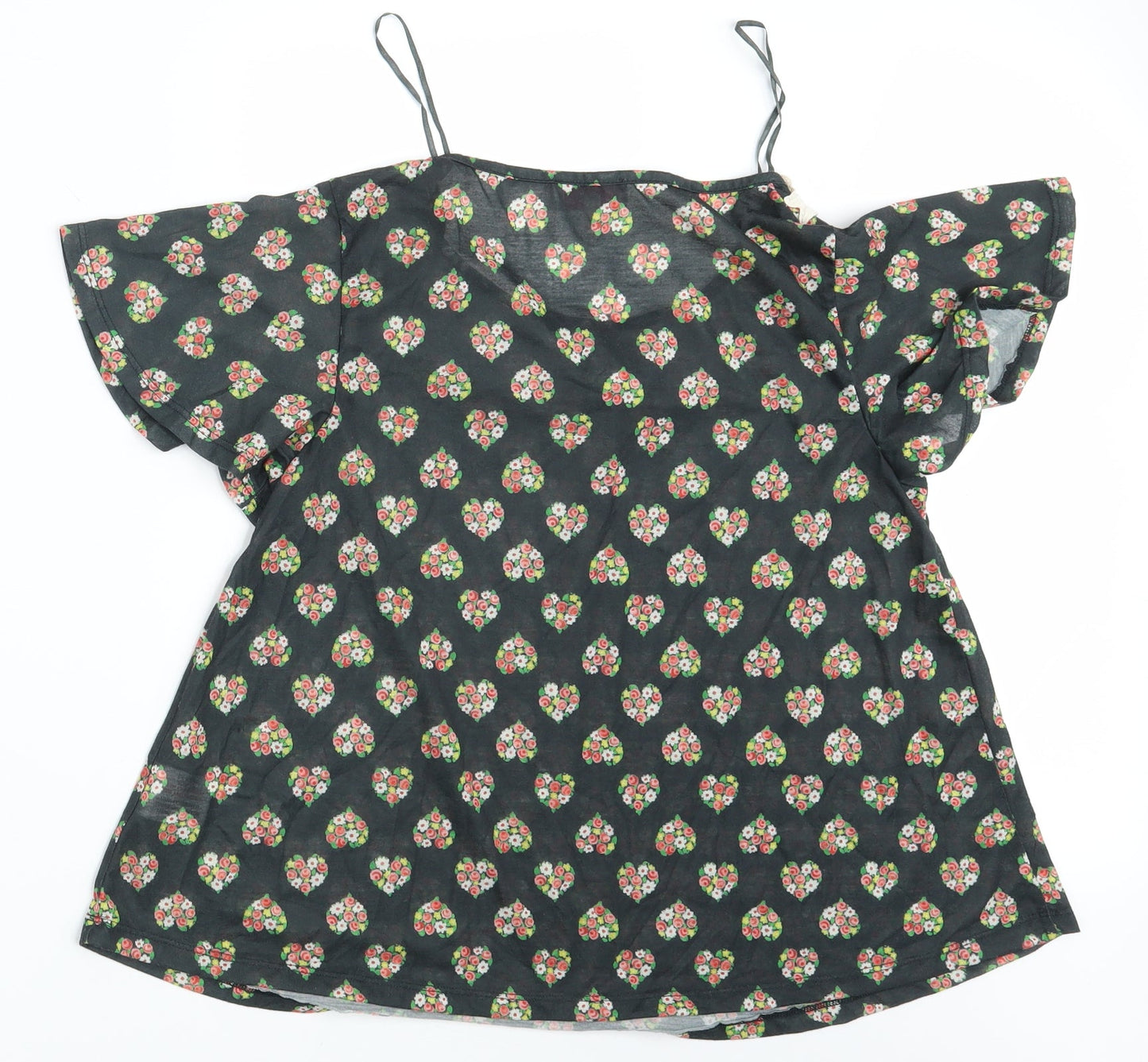 Be Beau Womens Green Floral  Basic T-Shirt Size 10