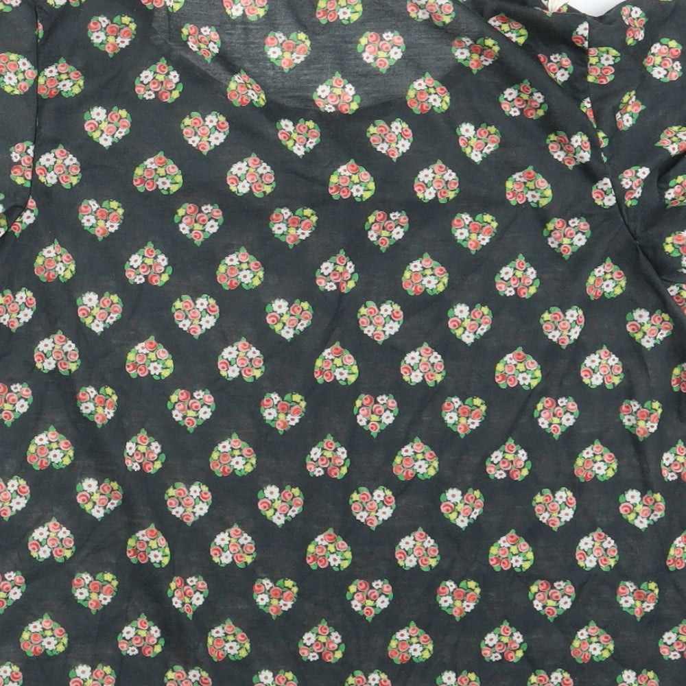 Be Beau Womens Green Floral  Basic T-Shirt Size 10