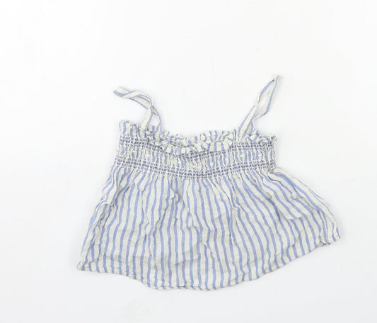 NEXT Girls Blue Striped  Basic Tank Size 12-18 Months