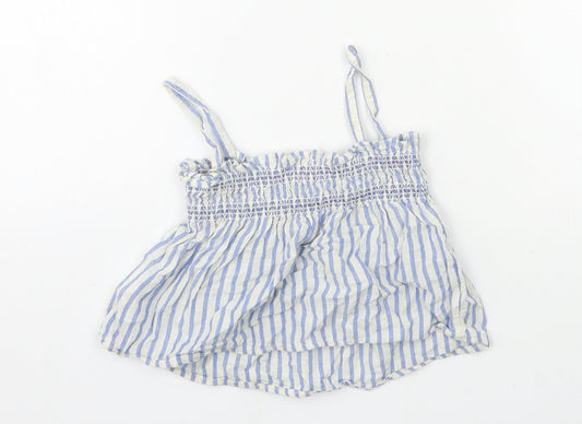 NEXT Girls Blue Striped  Basic Tank Size 12-18 Months