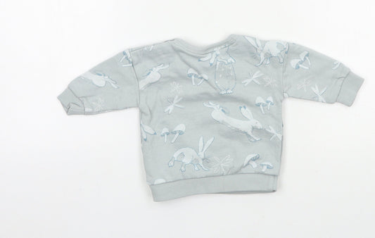 George Girls Blue Geometric Jersey Pullover Jumper Size 0-3 Months  - Rabbit