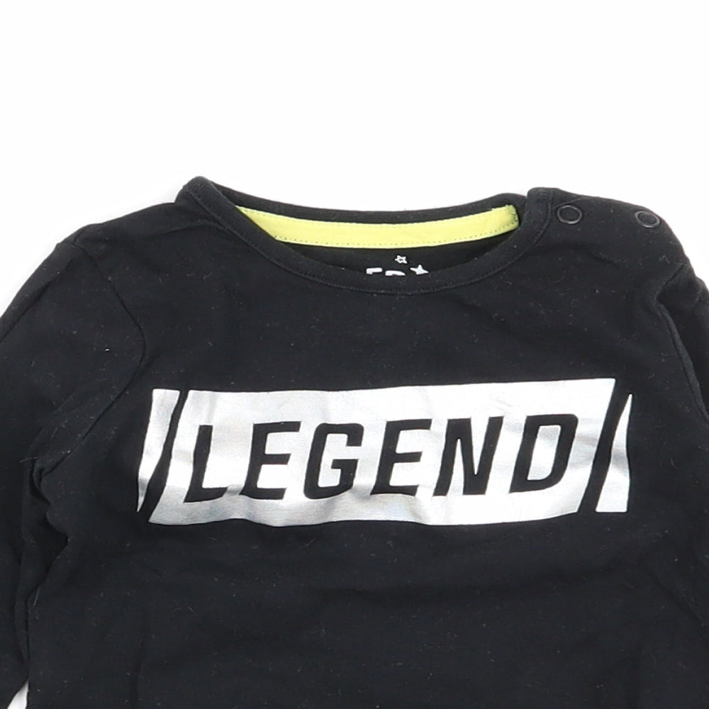 F&F Boys Black   Basic T-Shirt Size 9-12 Months
