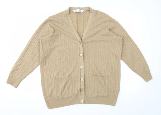 M&S Womens Brown   Cardigan Jumper Size 14