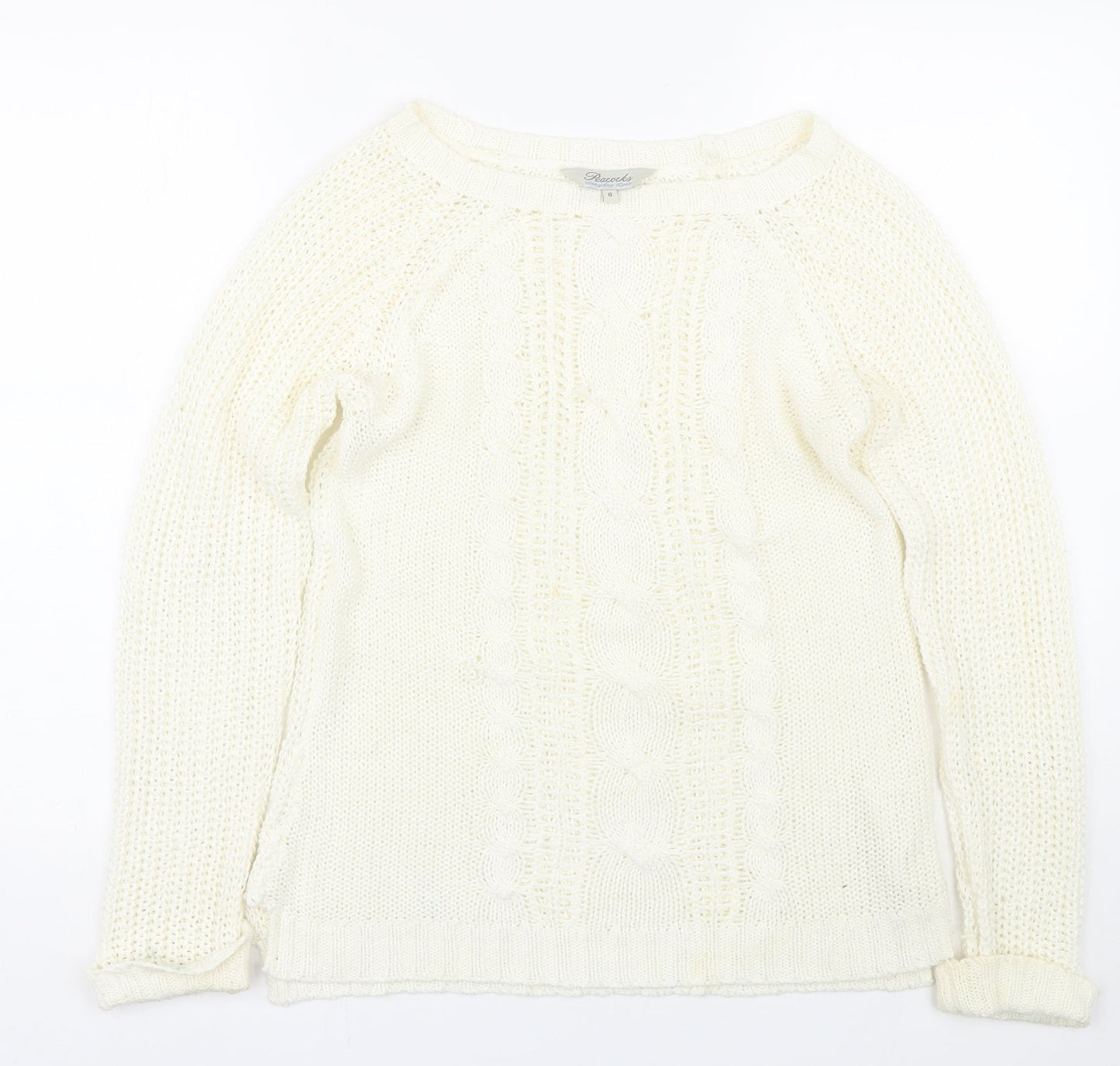 Peacocks Womens White   Pullover Jumper Size 8