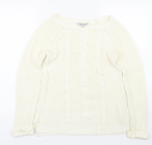 Peacocks Womens White   Pullover Jumper Size 8