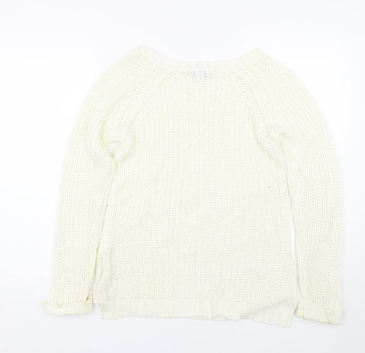Peacocks Womens White   Pullover Jumper Size 8