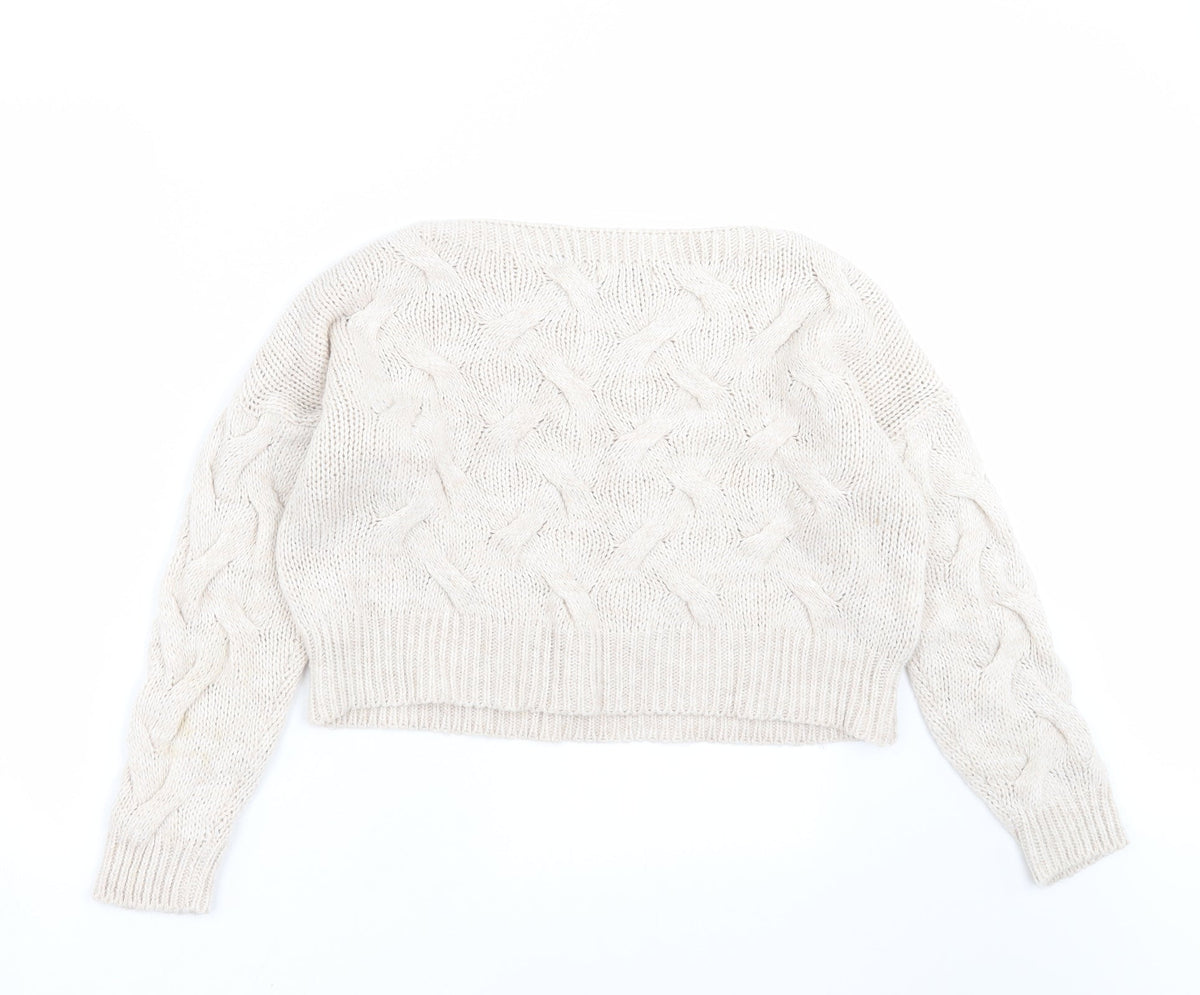Luisa Ricci Womens Beige  Knit Pullover Jumper Size S  - cropped
