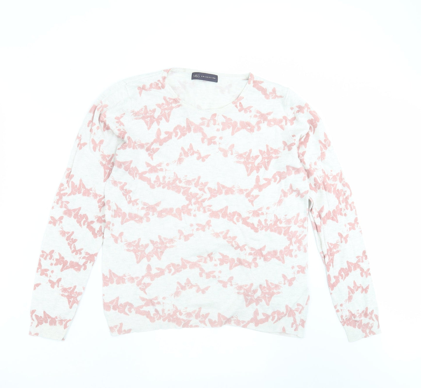 Marks and Spencer Womens Grey  Knit Pullover Jumper Size 12  - BUTTERFLIES