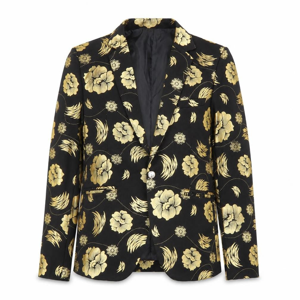 Preworn Womens Gold Floral  Jacket Blazer Size M
