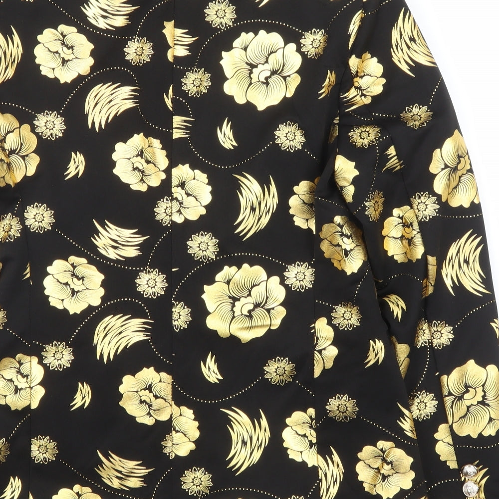 Preworn Womens Gold Floral  Jacket Blazer Size M