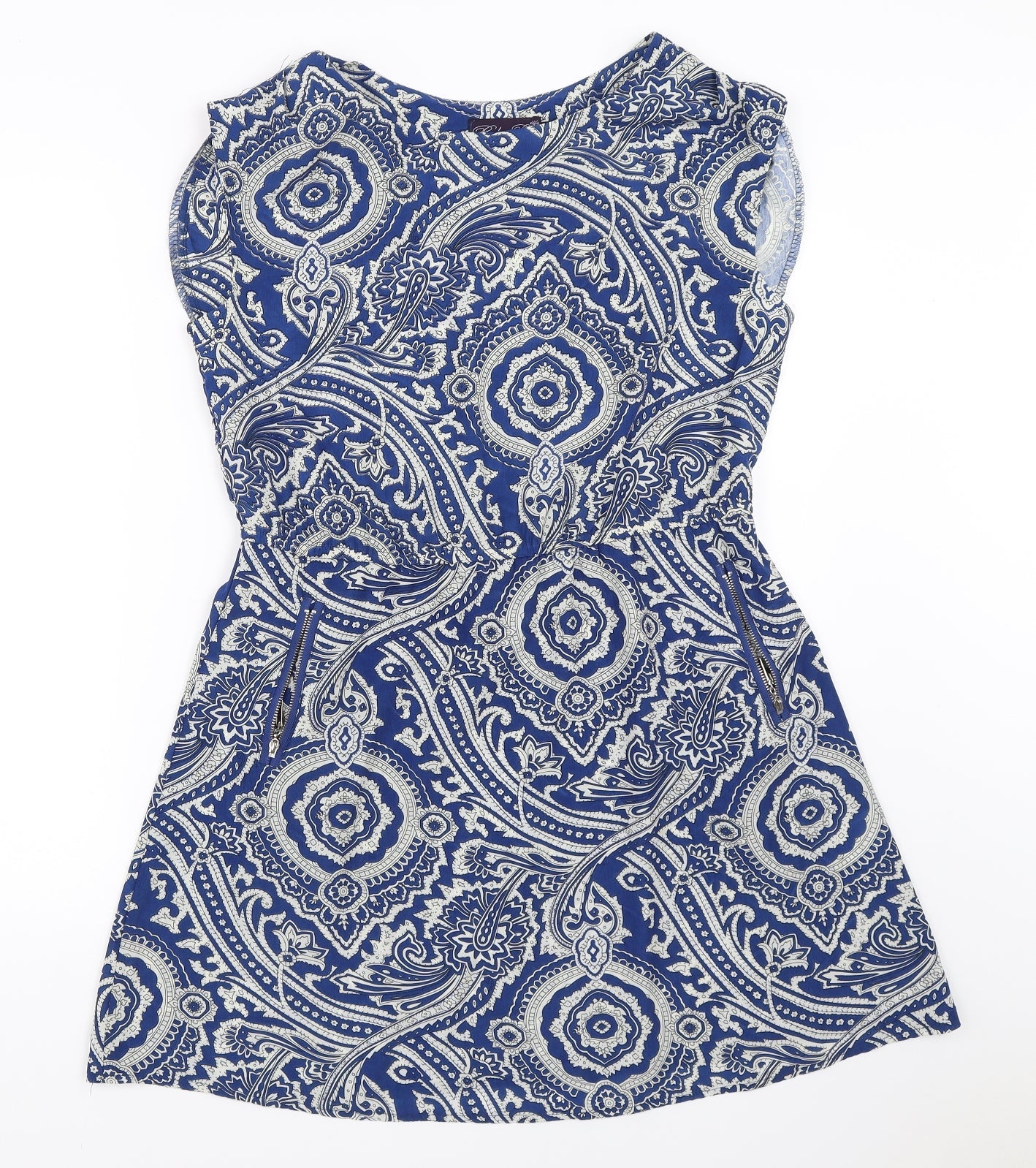 Rubee B Womens Blue Geometric  Fit & Flare  Size 8