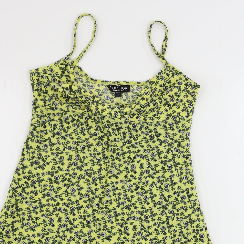 Topshop  Womens Yellow Floral  Basic Tank Size 6