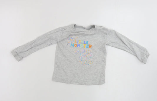 George  Boys Grey   Basic T-Shirt Size 2-3 Years  - dsiney
