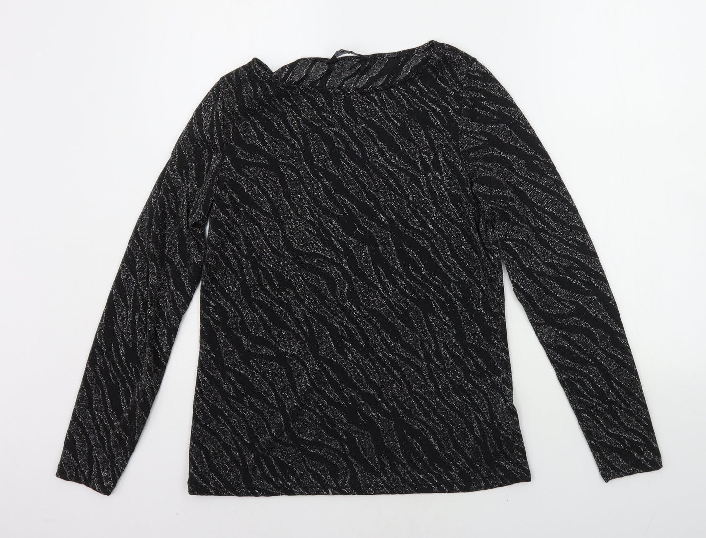 Dorothy Perkins Womens Black Geometric  Basic T-Shirt Size 12