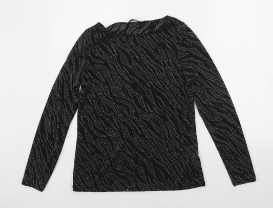 Dorothy Perkins Womens Black Geometric  Basic T-Shirt Size 12