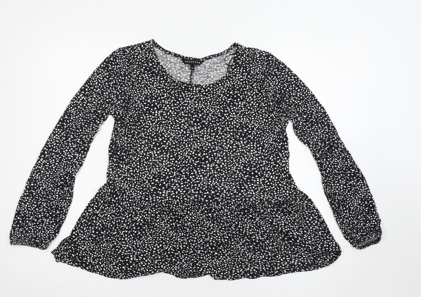 Peacocks Womens Black Polka Dot  Basic T-Shirt Size 14