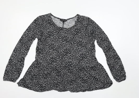 Peacocks Womens Black Polka Dot  Basic T-Shirt Size 14