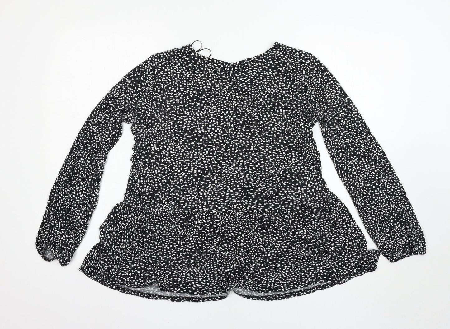 Peacocks Womens Black Polka Dot  Basic T-Shirt Size 14