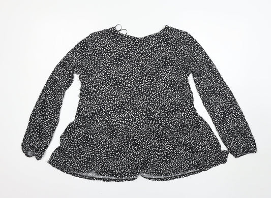 Peacocks Womens Black Polka Dot  Basic T-Shirt Size 14