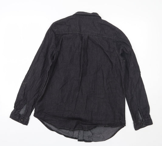 /denim Womens Black   Basic Button-Up Size 12
