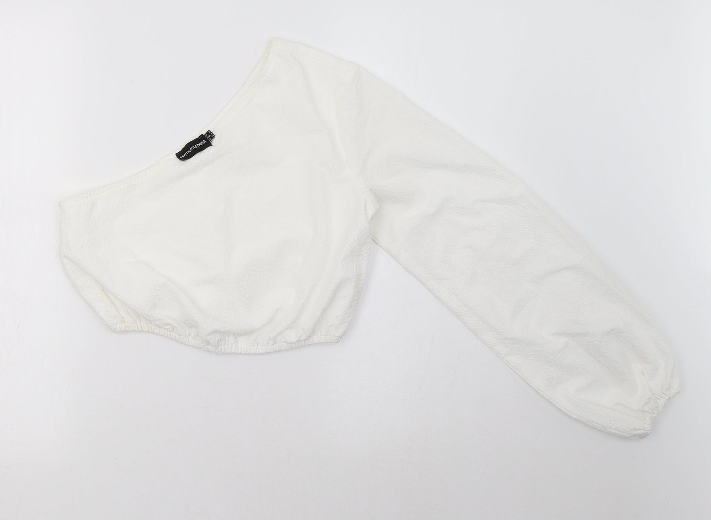 PRETTYLITTLETHING Womens White   Cropped Blouse Size 8