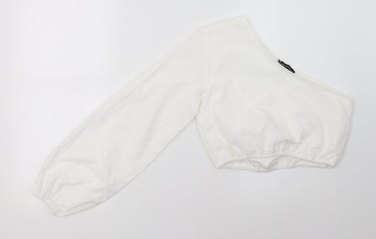 PRETTYLITTLETHING Womens White   Cropped Blouse Size 8