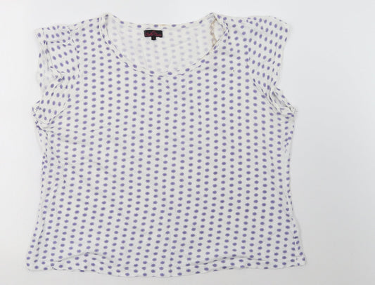bella beau Womens White Polka Dot  Basic T-Shirt Size L