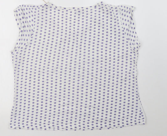 bella beau Womens White Polka Dot  Basic T-Shirt Size L