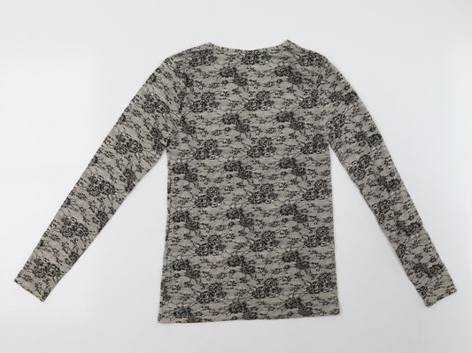 Charnos Womens Beige Geometric  Pullover Sweatshirt Size M