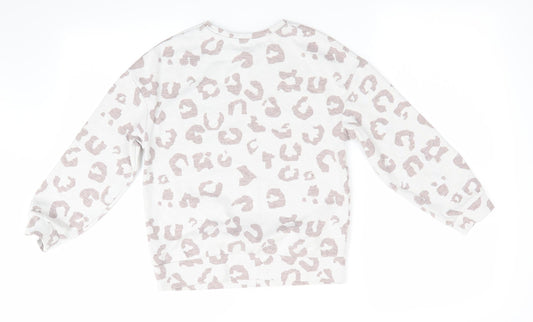 George Girls Ivory Animal Print  Pullover Sweatshirt Size 8-9 Years  - Be your own kind of wonderful Beige Blue