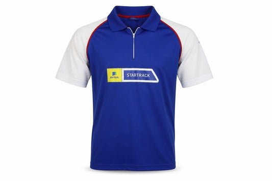 UKA Academy Mens Blue Colourblock  Basic Polo Size M