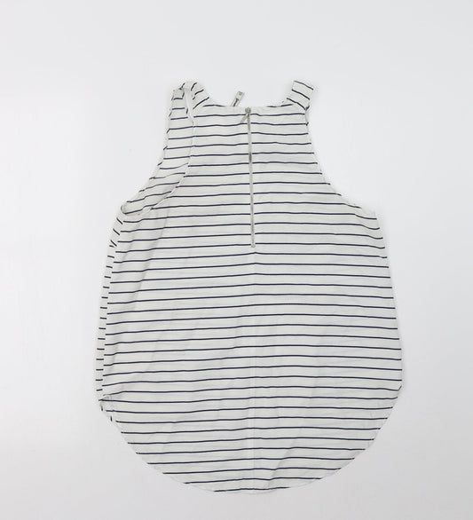 Stradivarius Womens White Striped  Basic Tank Size L