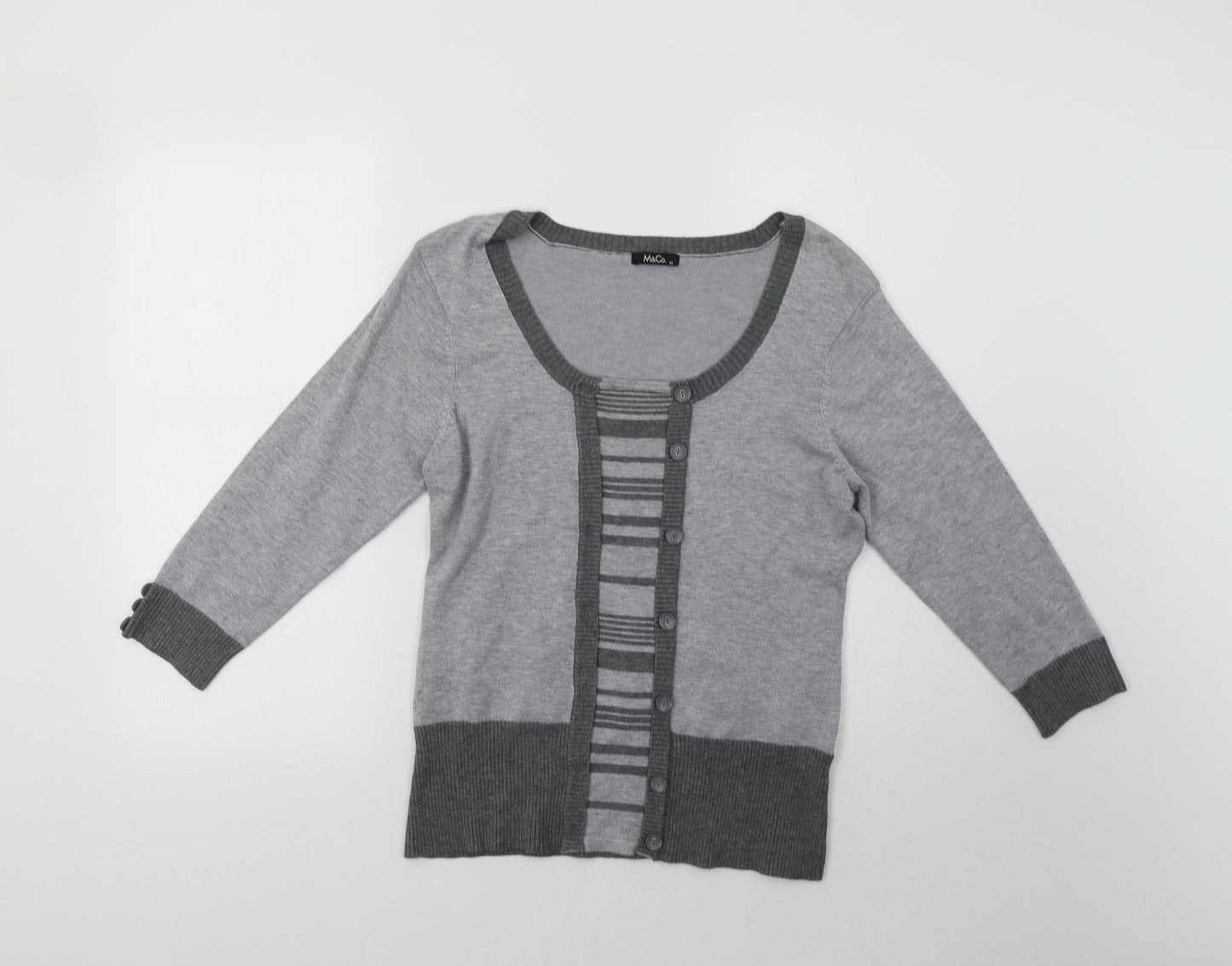 M&Co Womens Grey Striped  Pullover Jumper Size M